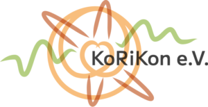 Logo des KoRikon e.V., eine Kreisoszillation mit überlagerten Ellipsen und Wellen